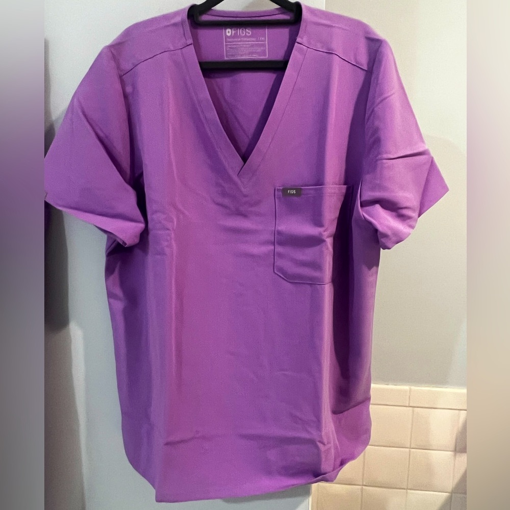 Figs Purple V-Neck Scrub Top